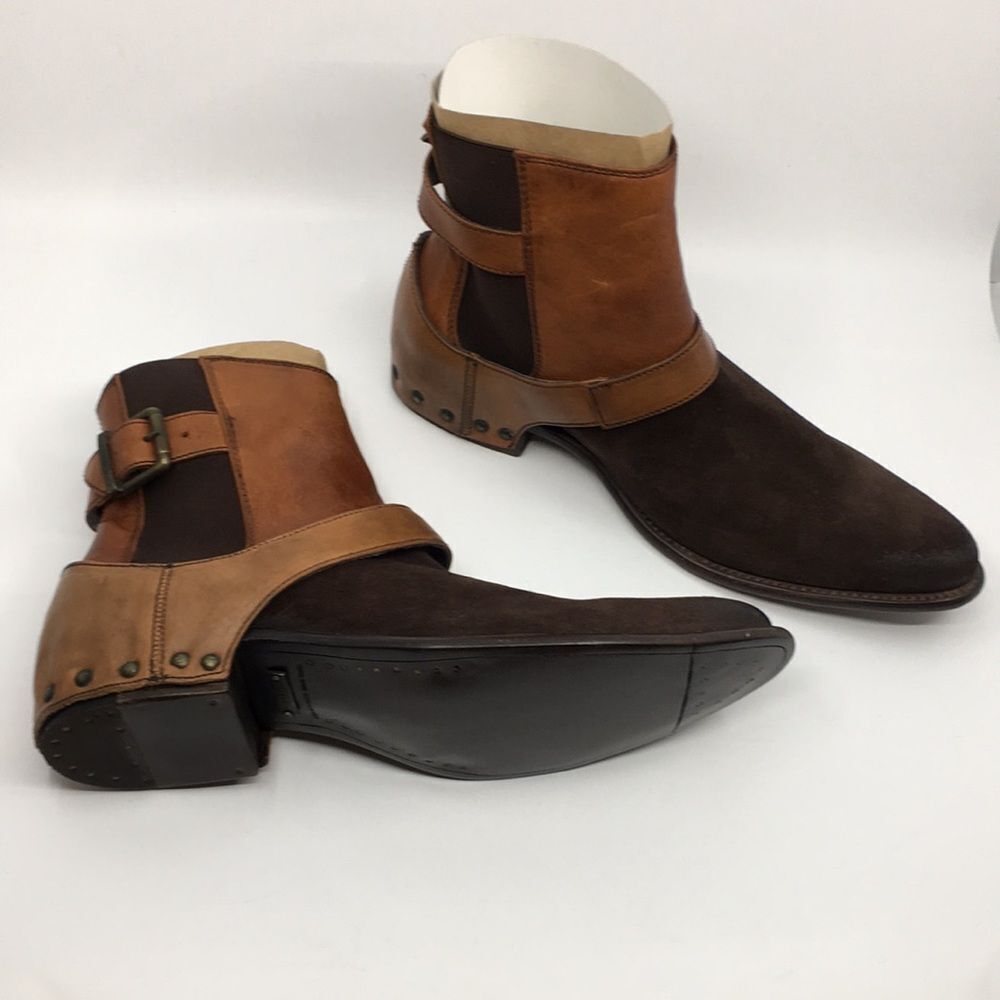 Marco Delli Tyler Ankle Boots mahogany suede and British tan leather Sz EU 42 M9 - Picture 3 of 16